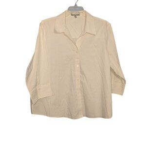 Foxcroft Womens White Non-Iron Button-Up Shirt 24W Cotton Blend